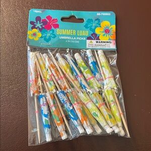 16 Summer Luau Umbrella Picks - Multicolor